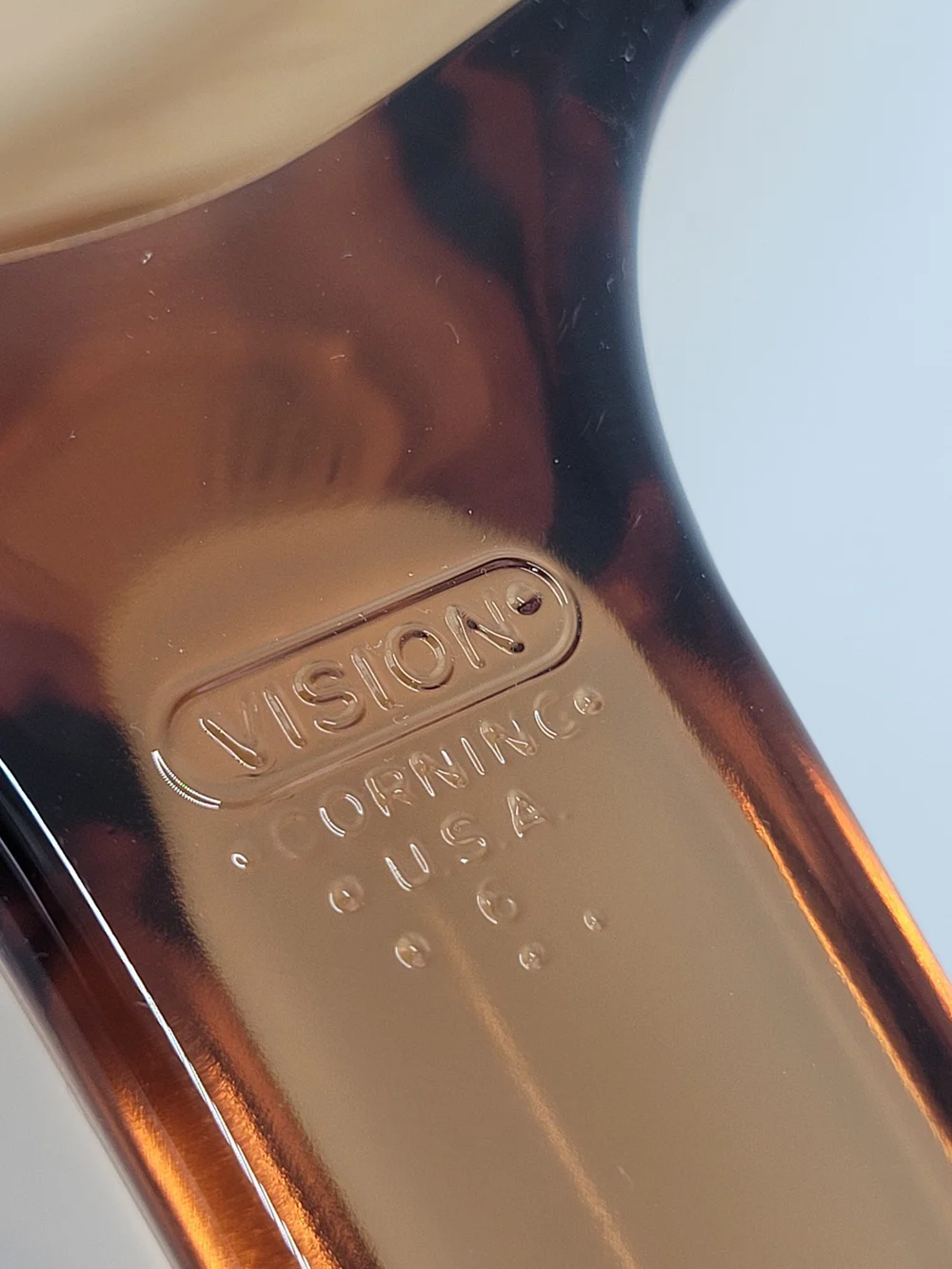 Corning Vision Amber Glass Skillet Pan Handle Vintage USA Made 7